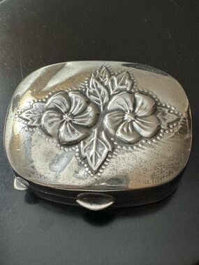 Vintage Sterling Silver Floral Repoussé Trinket Box